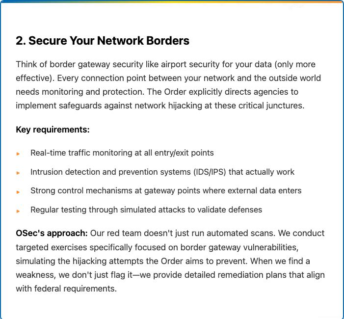 Panel: Secure your network borders, listing gateway monitoring requirements and OSec's red team approach