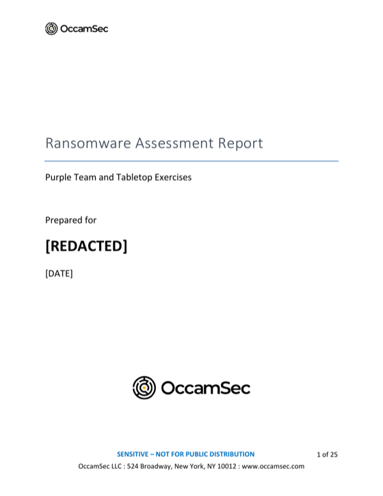 Cover of the Purple team & ransomware tabletop sample report